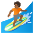 🏄🏾 person surfing: medium-dark skin tone display on Google